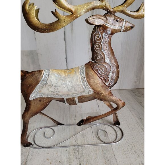 Pier 1 ? Metal glitter reindeer Xmas home decor unique deer buck figure - Picture 7 of 10